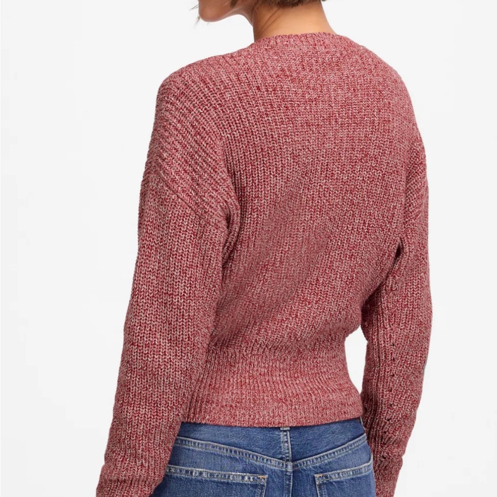 Marled Ribbed Lace-Up Sweater - Picture 6 of 7